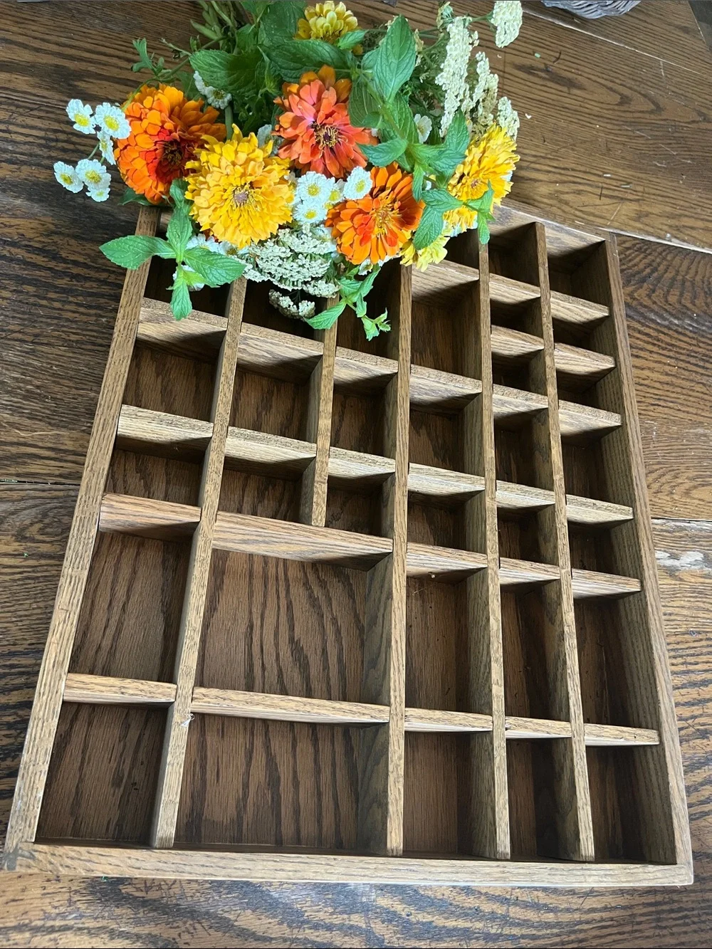 Multipurpose Wooden knick knack printer Organizer Tray in Brown